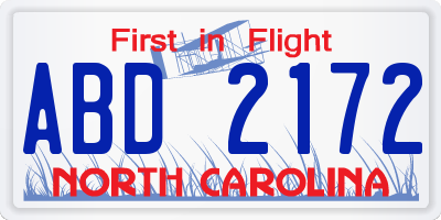 NC license plate ABD2172