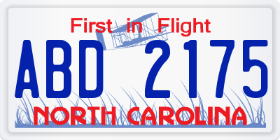 NC license plate ABD2175