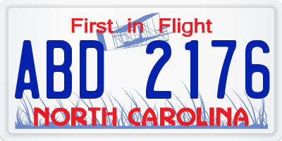 NC license plate ABD2176