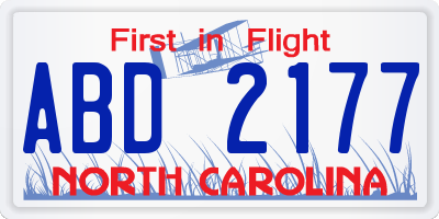 NC license plate ABD2177