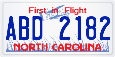 NC license plate ABD2182