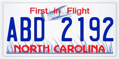 NC license plate ABD2192