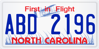 NC license plate ABD2196