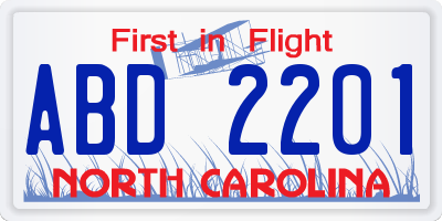NC license plate ABD2201