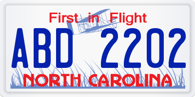 NC license plate ABD2202