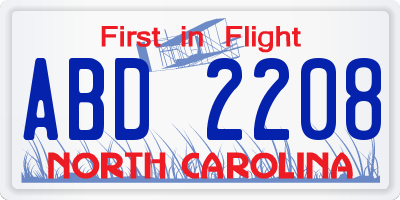 NC license plate ABD2208