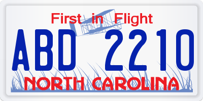 NC license plate ABD2210