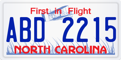 NC license plate ABD2215
