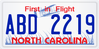 NC license plate ABD2219