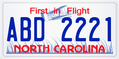 NC license plate ABD2221