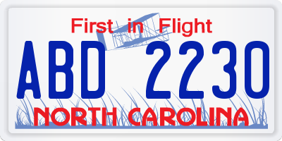 NC license plate ABD2230