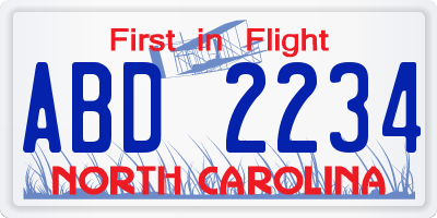 NC license plate ABD2234