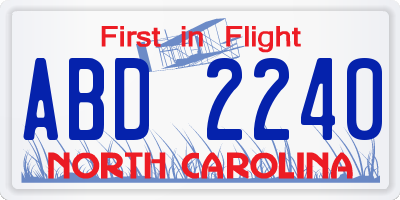 NC license plate ABD2240