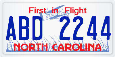 NC license plate ABD2244