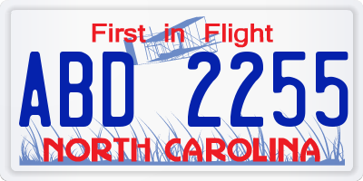 NC license plate ABD2255