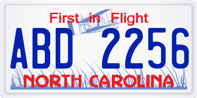 NC license plate ABD2256