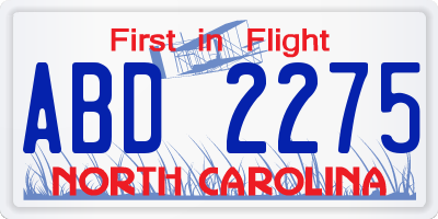 NC license plate ABD2275