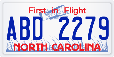 NC license plate ABD2279