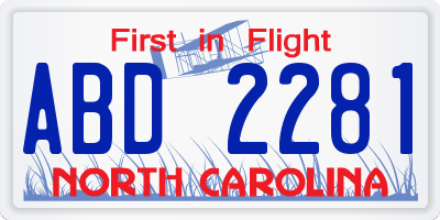 NC license plate ABD2281