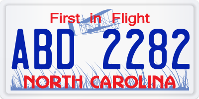NC license plate ABD2282