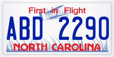 NC license plate ABD2290