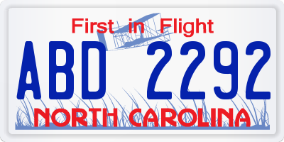 NC license plate ABD2292