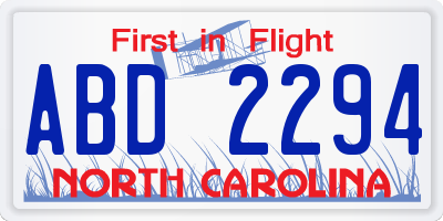 NC license plate ABD2294