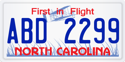 NC license plate ABD2299