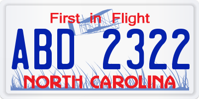 NC license plate ABD2322