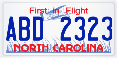 NC license plate ABD2323