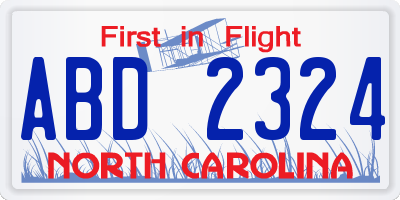 NC license plate ABD2324