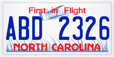 NC license plate ABD2326