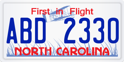 NC license plate ABD2330