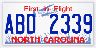 NC license plate ABD2339