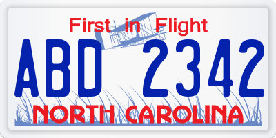 NC license plate ABD2342