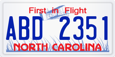 NC license plate ABD2351