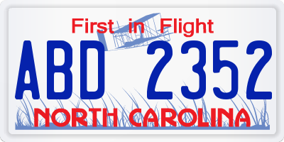 NC license plate ABD2352