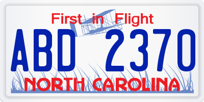 NC license plate ABD2370