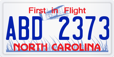NC license plate ABD2373