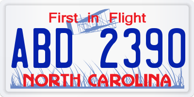 NC license plate ABD2390