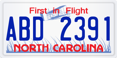 NC license plate ABD2391