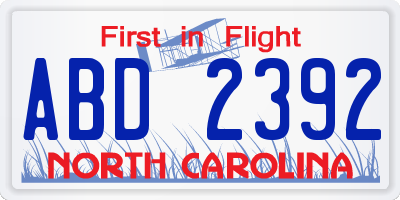 NC license plate ABD2392