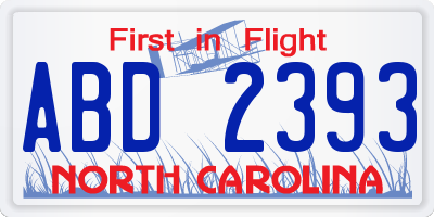 NC license plate ABD2393