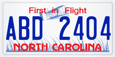 NC license plate ABD2404