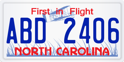 NC license plate ABD2406