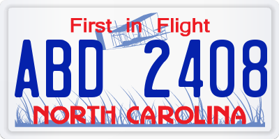 NC license plate ABD2408