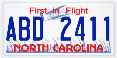 NC license plate ABD2411