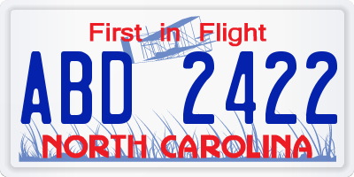 NC license plate ABD2422