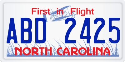 NC license plate ABD2425