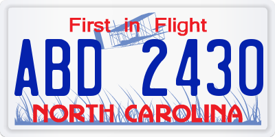 NC license plate ABD2430